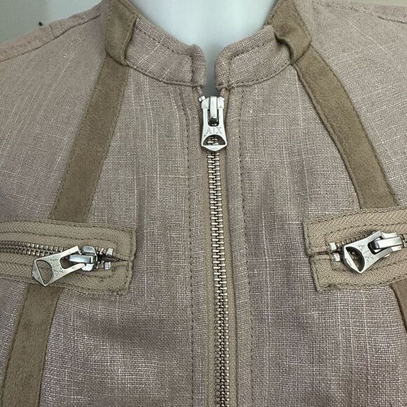 A/X ARMANI EXCHANGE Womens Linen Cotton Khaki Front Zip Jacket Size small - Picture 6 of 9
